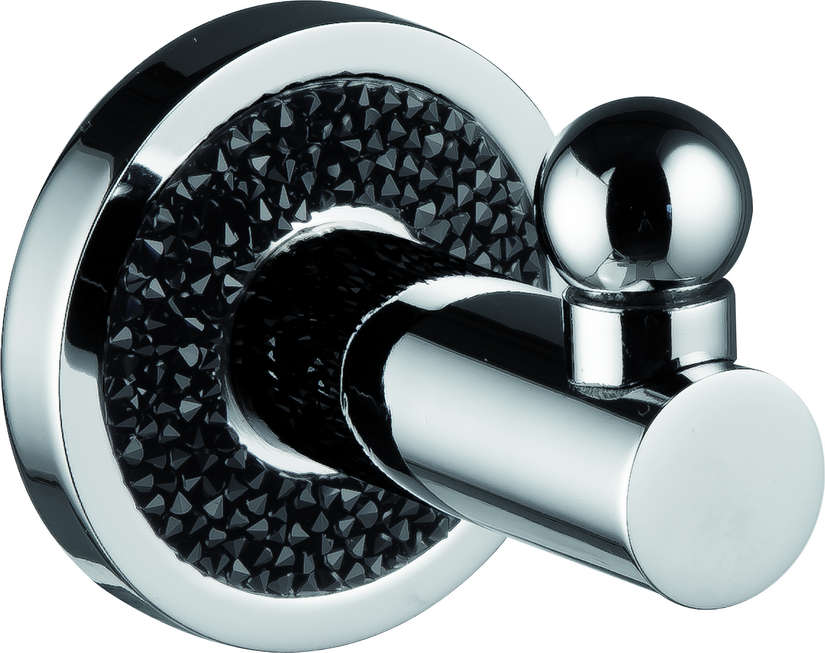 Sanibano Ebano, крючок одинарный, цвет хром-кристаллы Swarovski black