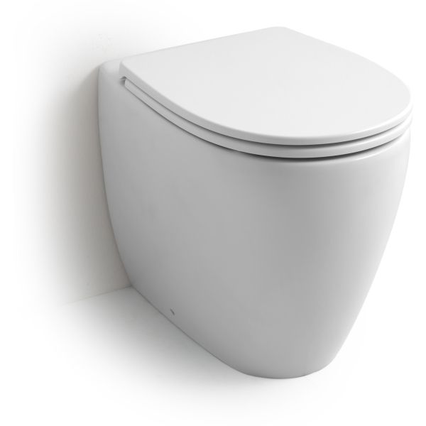 White Ceramic Basic, комплект напольного безободкового унитаза с быстросъемным сиденьем микролифт, цвет черный матовый