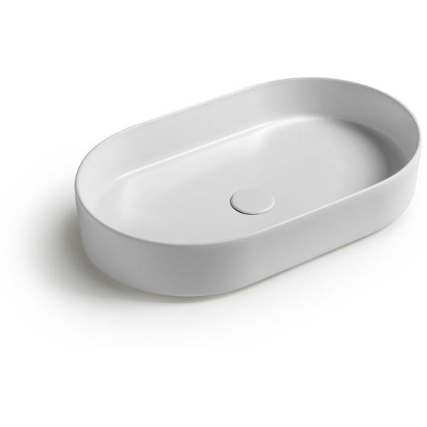 White Ceramic Blade, накладная овальная раковина, в комплекте с донным клапаном, цвет кофейный матовый