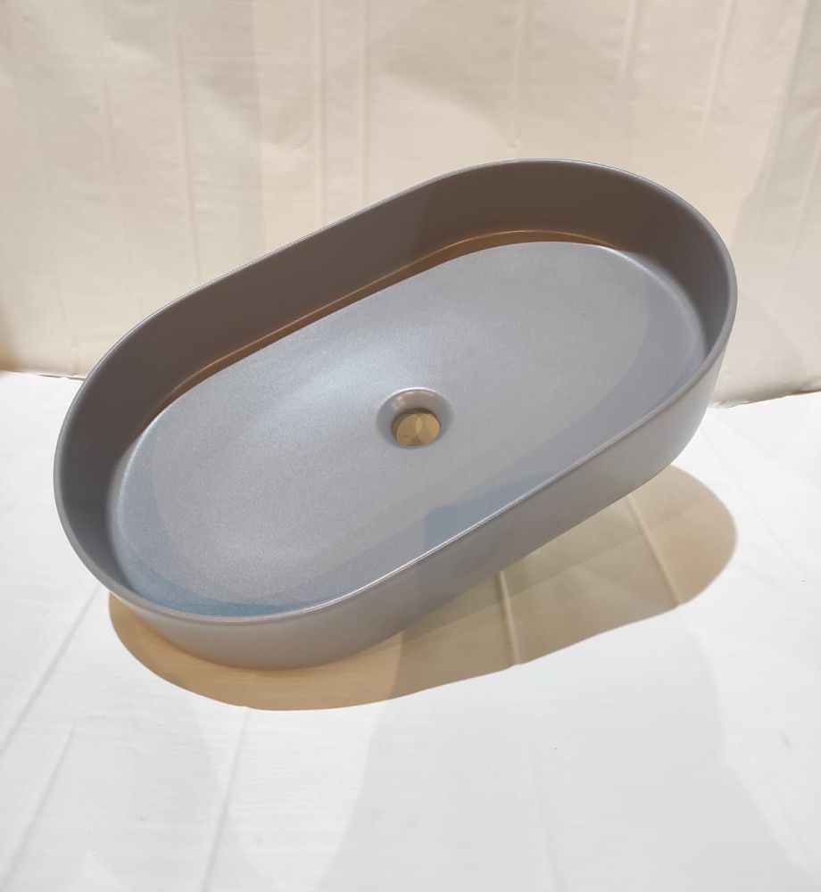 White Ceramic Blade, накладная овальная раковина, цвет серый матовый