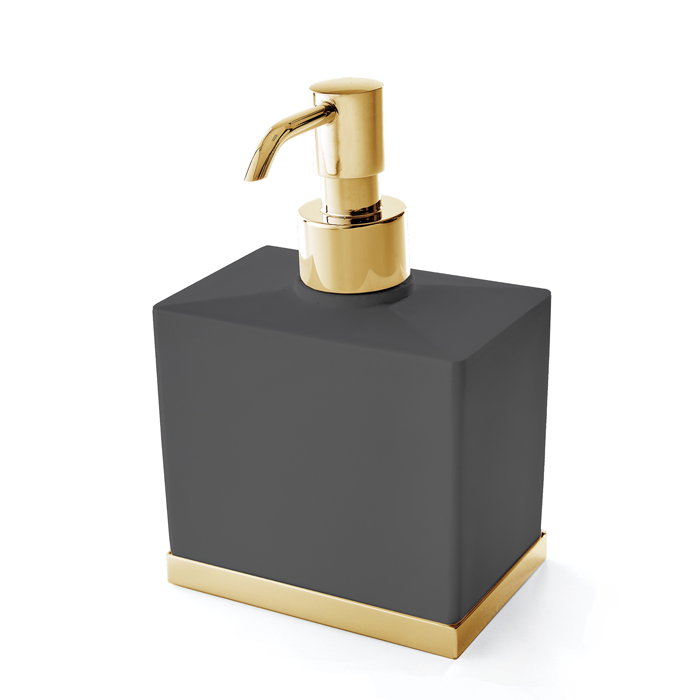 3SC Mood Deluxe Black Дозатор настольный, композит Solid Surface, цвет: чёрный матовый/золото 24к