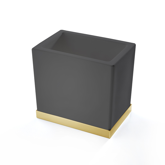 3SC Mood Deluxe Black Стакан настольный, композит Solid Surface, цвет: чёрный матовый/золото 24к