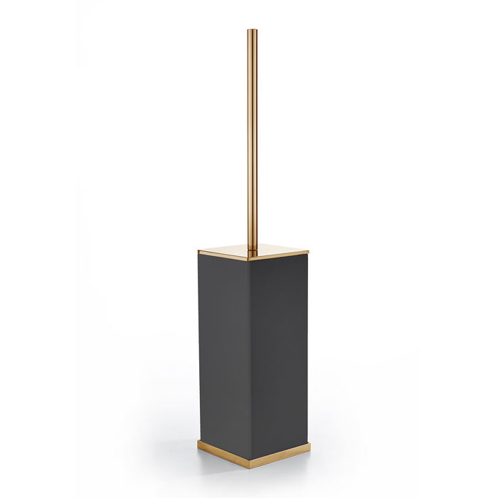 3SC Mood Deluxe Black Туалетный ёршик, напольный, композит Solid Surface, цвет: чёрный матовый/золото 24к