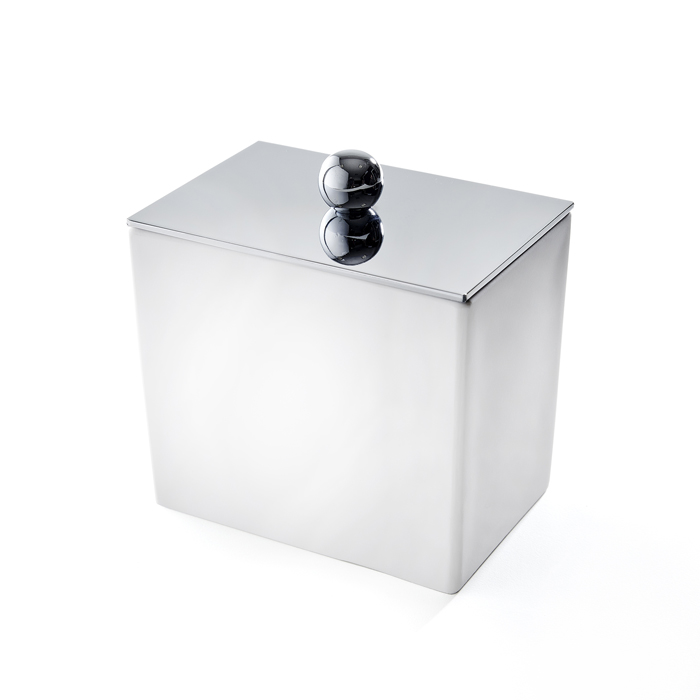 3SC Mood White Баночка универсальная, с крышкой, настольная, композит Solid Surface, цвет: белый матовый/хром