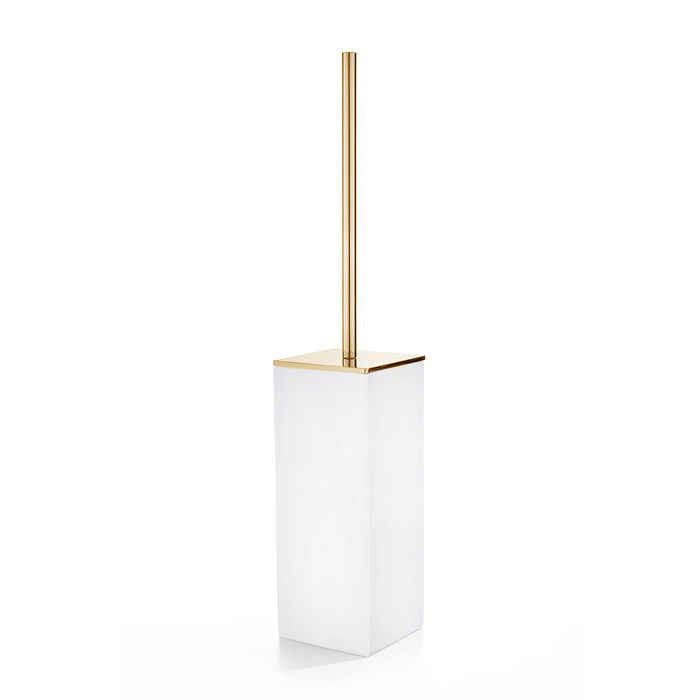 3SC Mood White Туалетный ёршик, напольный, композит Solid Surface, цвет: белый матовый/золото 24к