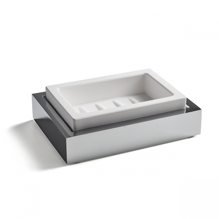 3SC SK 3.0 Мыльница настольная, композит Solid Surface, цвет: белый/хром