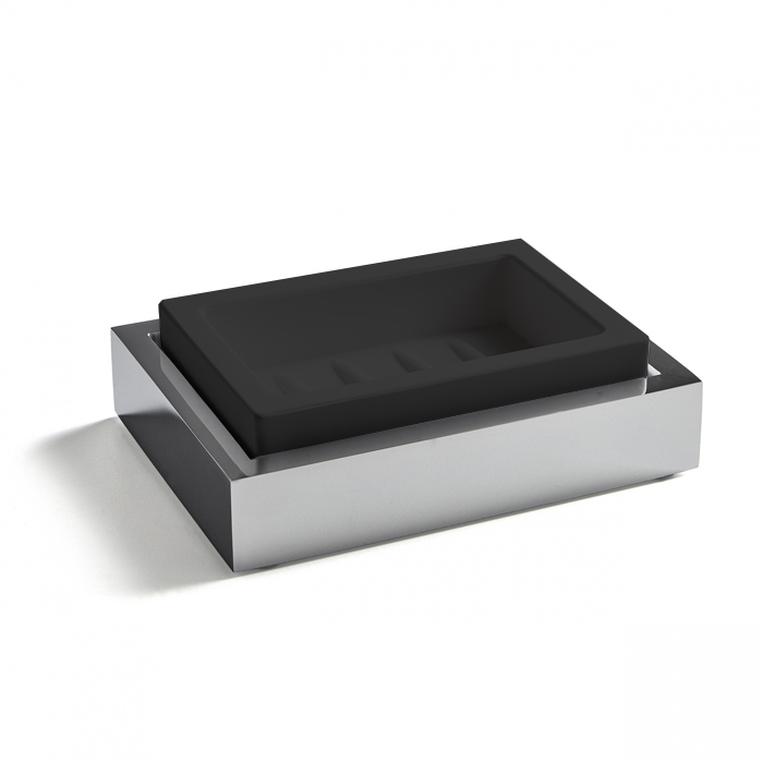 3SC SK 3.0 Мыльница настольная, композит Solid Surface, цвет: чёрный/хром