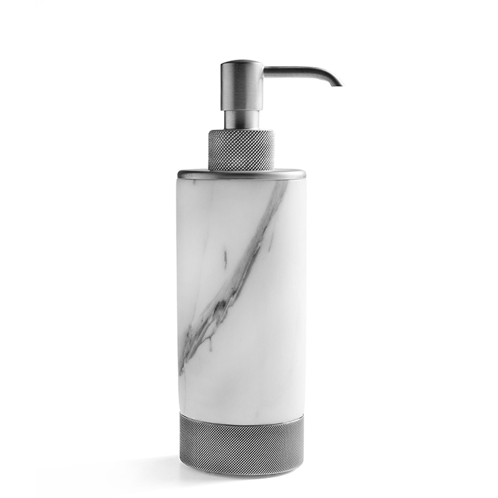 3SC Apuana 2.0 Дозатор настольный, цвет: мрамор Bianco Statuario/Matt Satin Nickel