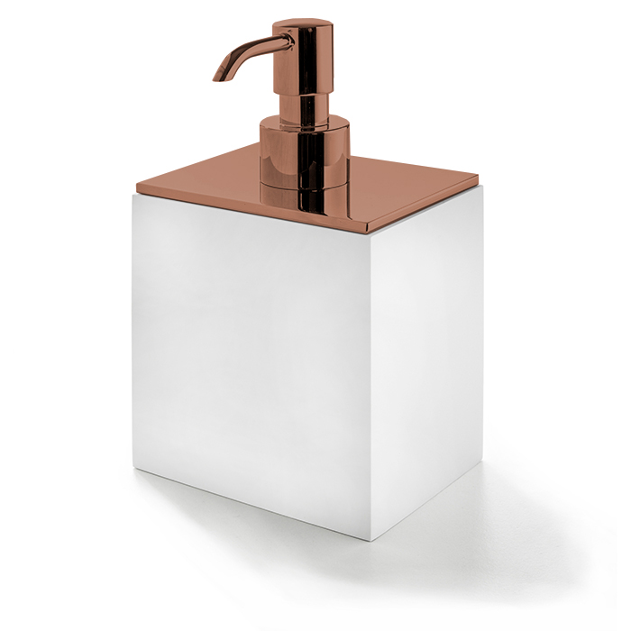 3SC BeMood White Дозатор для жидкого мыла, настольный, цвет: белый/Warm Brushed Bronze PVD