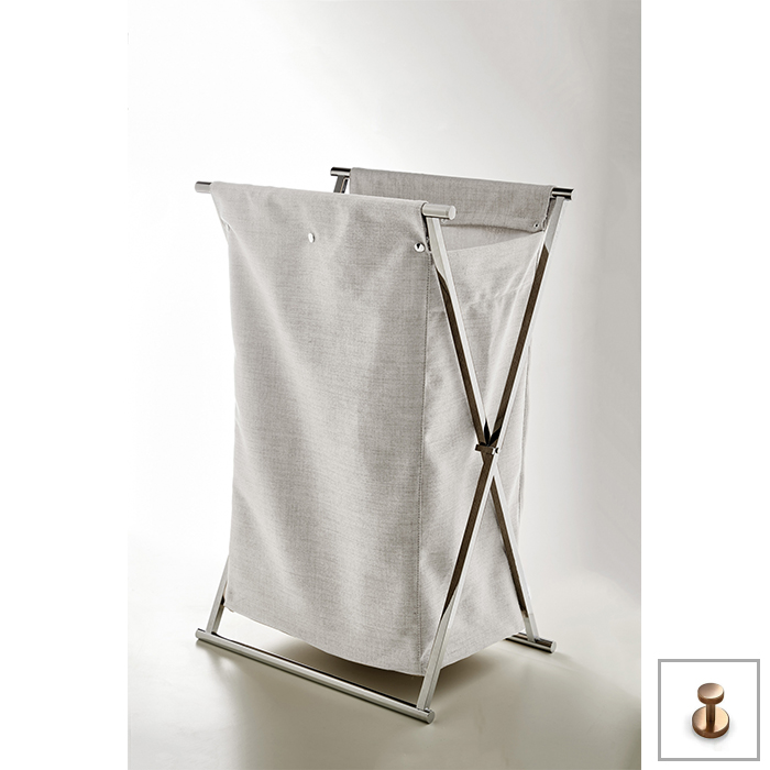 3SC Double Face Корзина для белья, раскладная, цвет: белый хлопок/Warm Brushed Bronze PVD