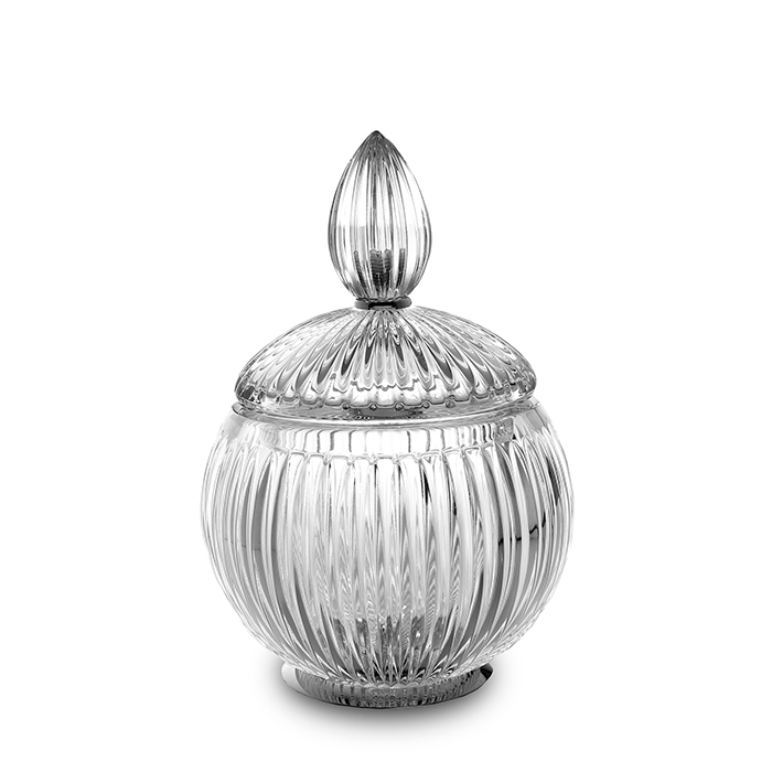 3SC Elegance Баночка универсальная, с крышкой, настольная, цвет: прозрачный хрусталь/хром