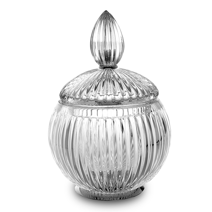3SC Elegance Баночка универсальная, с крышкой, настольная, цвет: прозрачный хрусталь/хром