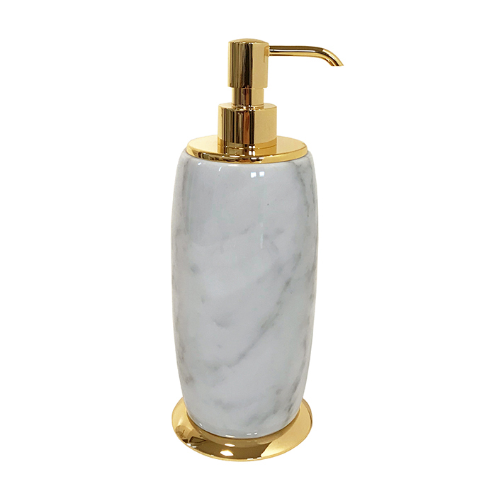 3SC Elegance Дозатор для жидкого мыла, настольный, цвет: мрамор bianco carrara/золото 24к. Lucido