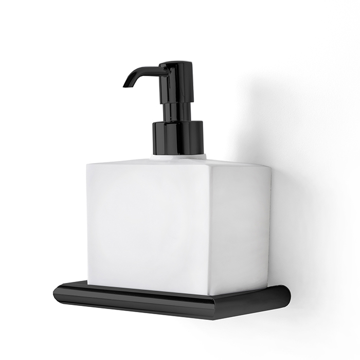 3SC Guy Дозатор для жидкого мыла, подвесной, композит Solid Surface, цвет: белый матовый/черный матовый