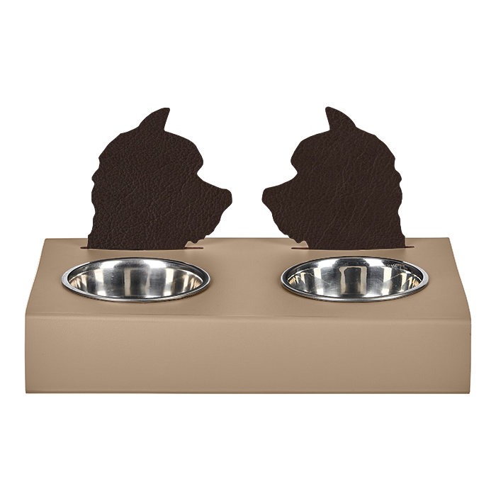 ADJ Подставка с мисками Dog, хром, цвет: капучино/шоколад
