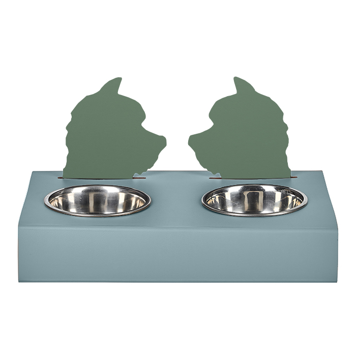 ADJ Подставка с мисками Dog, хром, цвет: небесный/эвкалипт