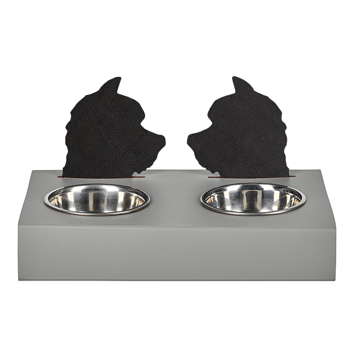 ADJ Подставка с мисками Dog, хром, цвет: серый/черный