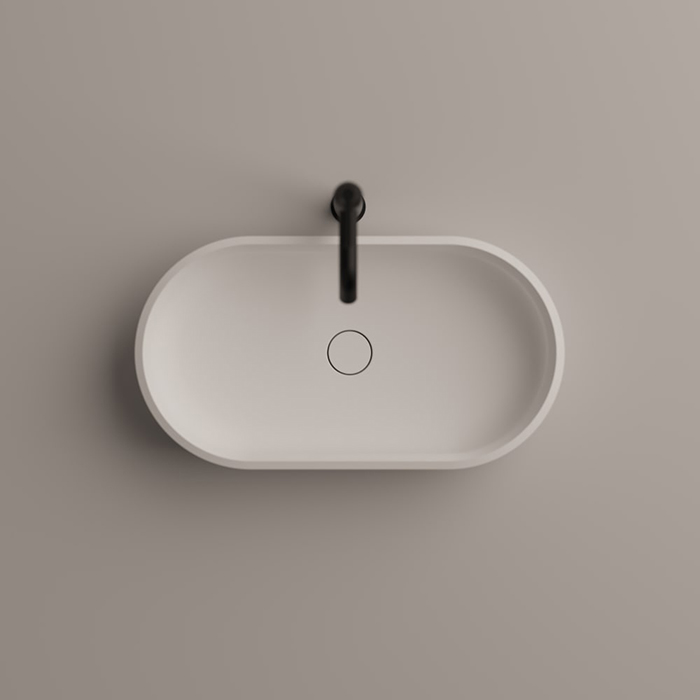 Agape Undici Раковина накладная, без отв, без перелива, с донным клапанном, Solid surface, цвет: белый матовый