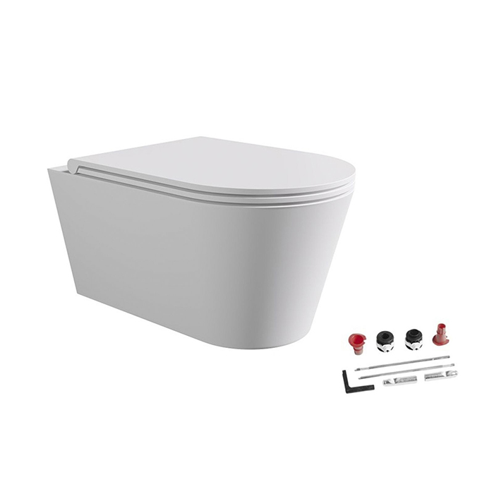 Alice Hide Round Унитаз, подвесной, безободковый, с сиденьем и крышкой с микролифтом, с набором для крепления, цвет: белый матовый