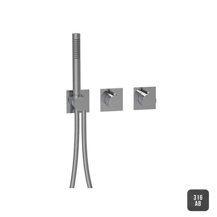 Almar 316 Stainless Steel Смеситель для душа, встраиваемый, термостатический, цвет: Absolute Black. AB316