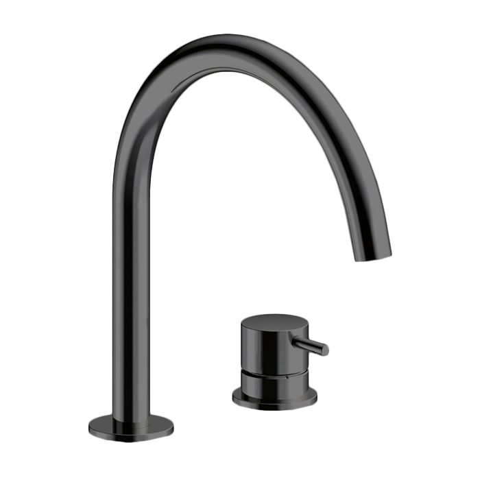 Almar Mixers Смеситель для раковины, 2 отв, без донного клапана, цвет: черный металл брашированный PVD