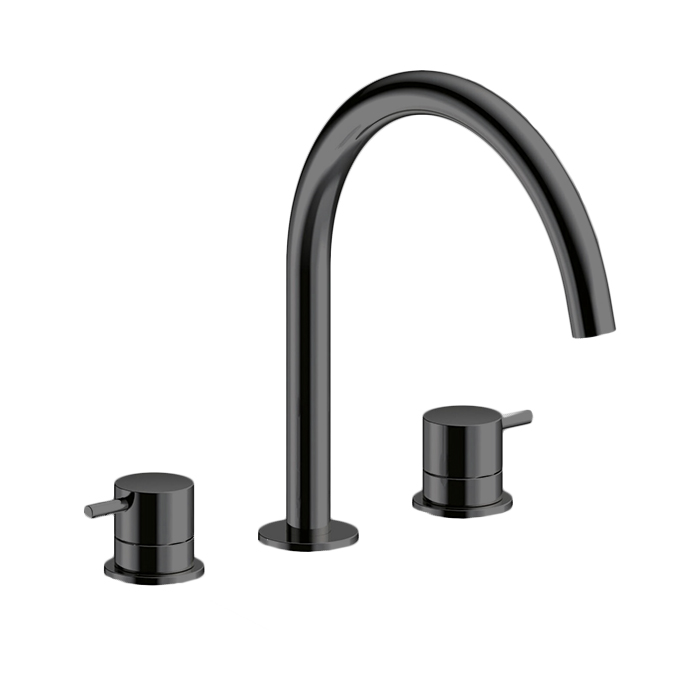 Almar Mixers Смеситель для раковины, 3 отв, без донного клапана, цвет: черный металл брашированный PVD