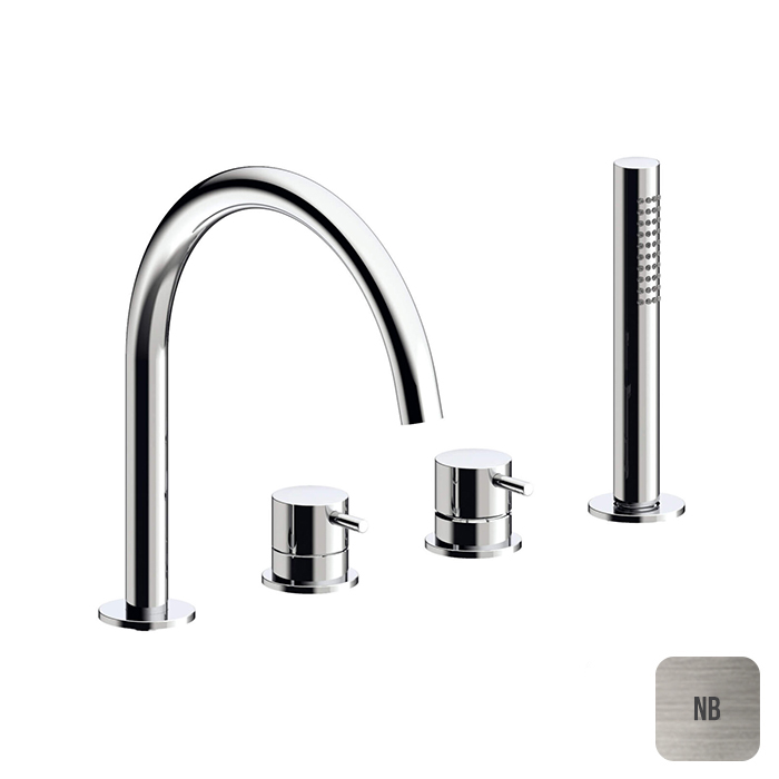 Almar Mixers Смеситель на борт ванны, 4 отв, с ручным душем, цвет: никель брашированный