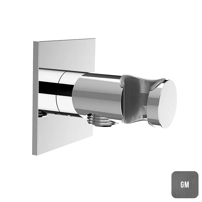 Almar Round Вывод для душевого шланга с держателем, цвет: Gun Metal Brushed PVD