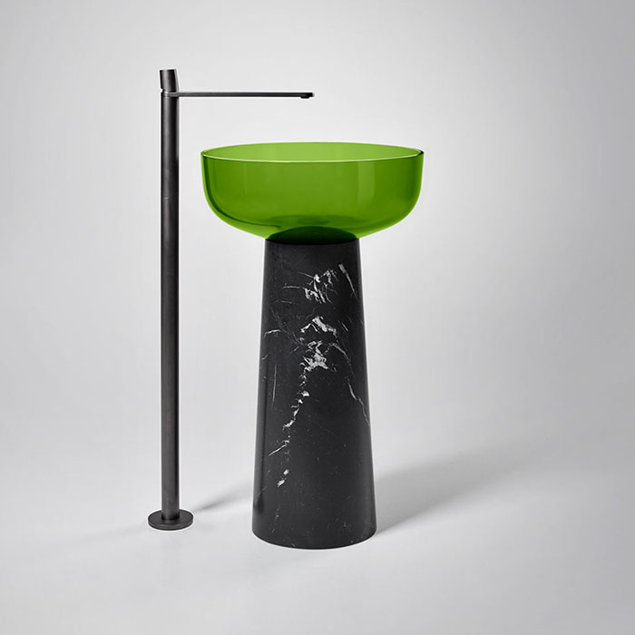 Antonio Lupi Albume Раковина, без отв, на пьедестале, Cristalmood, цвет: Lime/Nero Marquinia
