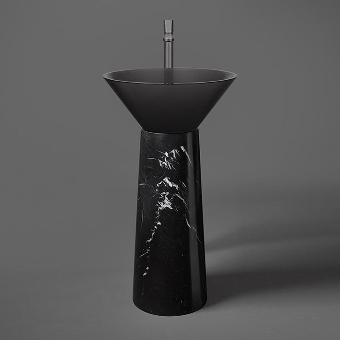 Antonio Lupi Albume Раковина, без отв, на пьедестале, Cristalmood, цвет: Fume/Nero Marquinia