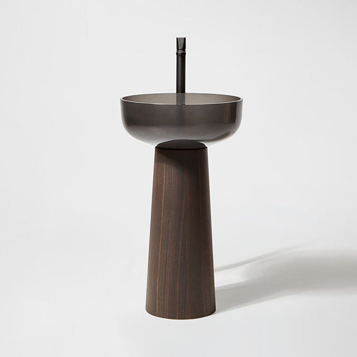Antonio Lupi Albume Раковина, без отв, на пьедестале, Cristalmood, цвет: Fume/Rovere thermo
