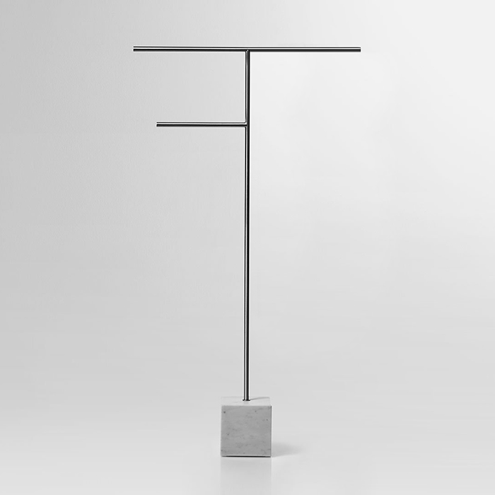 Antonio Lupi Bivio Полотенцедержатель напольный, база из мрамора Carrara satinato, цвет: Satin steel finish