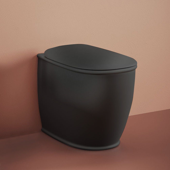 Artceram Atelier Унитаз напольный, безободковый, слив универсальный, с крепежом, цвет: черный матовый