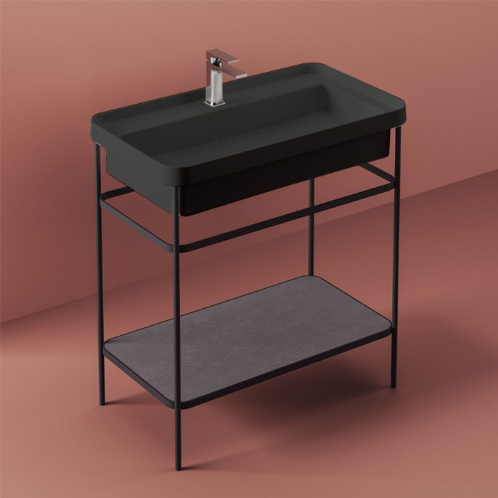 Artceram FUORI SCALA Металическая структура с раковиной на 1 отв, Fuori Scala rettangolare 81, напольная, цвет: черный матовый
