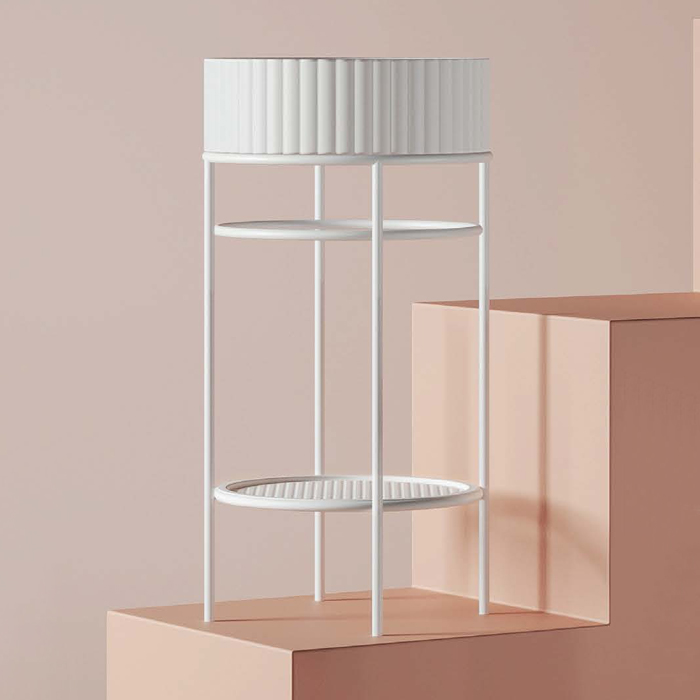 Artceram VOGUE Металическая структура с раковиной Millerighe без отв. под смеситель, с сетчатой полочкой, напольный, цвет: белый матовый