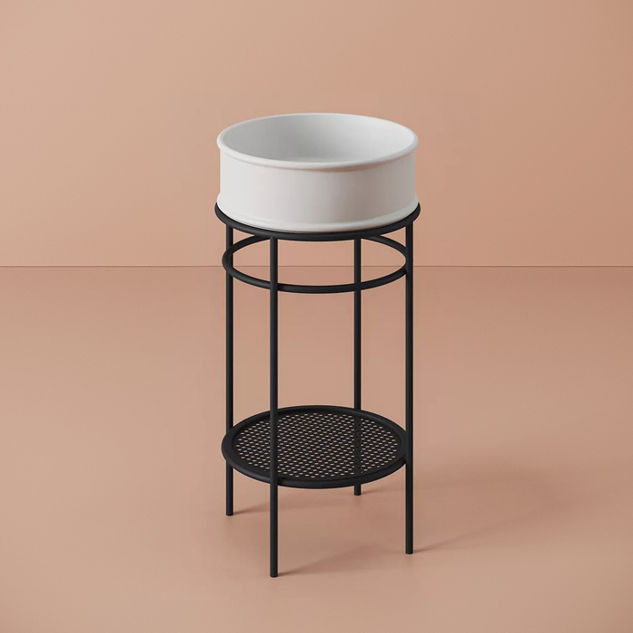 Artceram Vogue Металлическая структура, напольная, с раковиной, с мраморной полочкой, цвет: черный матовый/белый матовый
