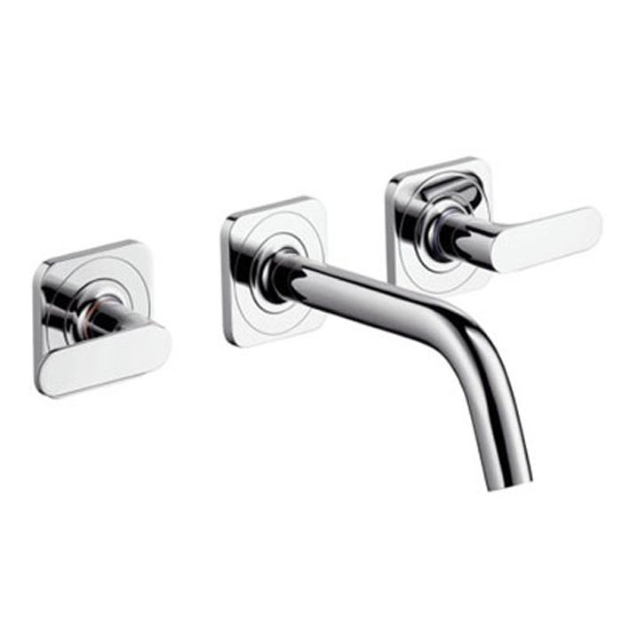 Axor Citterio M, Смеситель для раковины, на 3 отверстия, с рычаговыми рукоятками, розетками и изливом, настенный монтаж, СМ, внешняя часть, цвет: хром