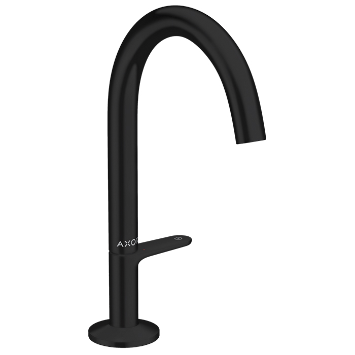 Axor One Смеситель для раковины, 1 отв, излив, Select, со сливом push-open, цвет: черный матовый