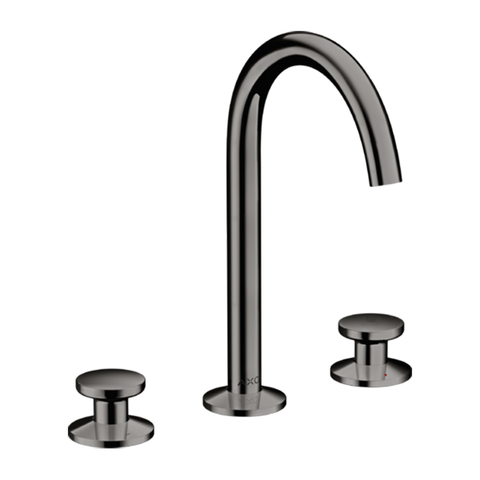 Axor One Смеситель для раковины Sel 170, на 3 отв, круглая ручка, с донным клапаном Push-Open, цвет: полированный черный хром