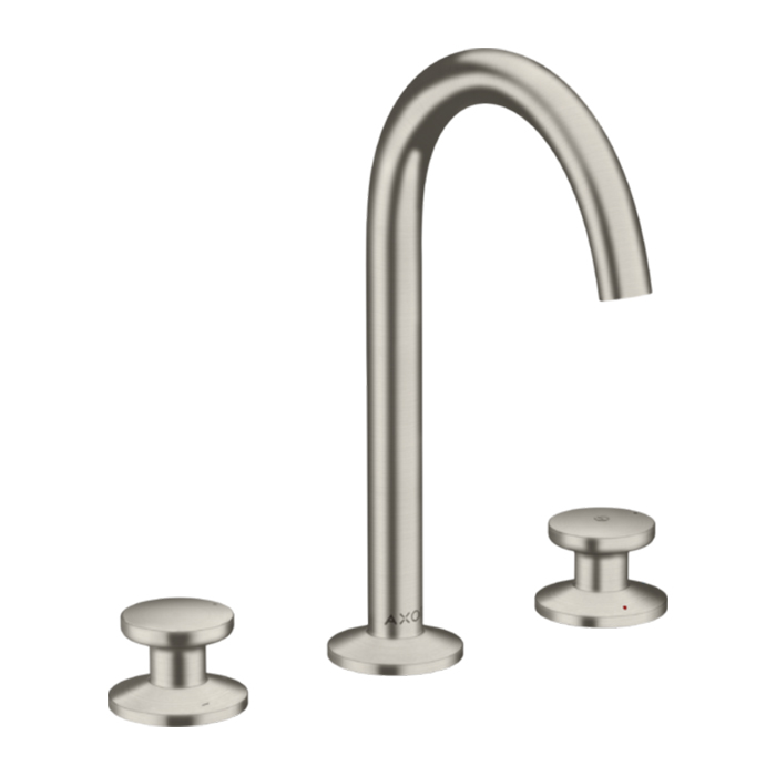 Axor One Смеситель для раковины Sel 170, на 3 отв, круглая ручка, с донным клапаном Push-Open, цвет: сталь