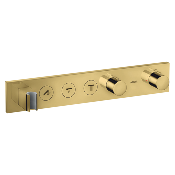 Axor Select Смеситель для душа, встраиваемый, термостатический, на 3 выхода, 530/90, (внешняя часть), цвет: полированное золото