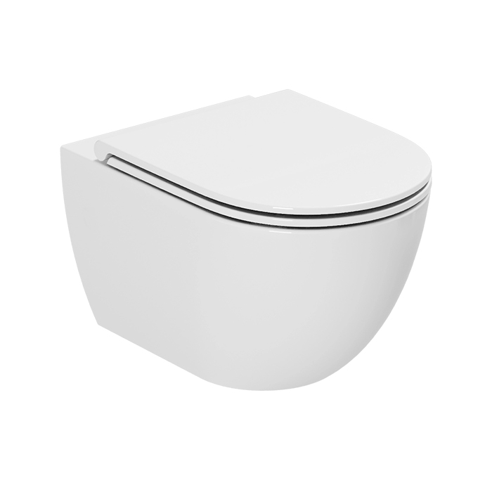Azzurra Comoda Унитаз подвесной безободковый, c креплением, Easy Clean, 3L Water Saving, цвет: Bianco lucido