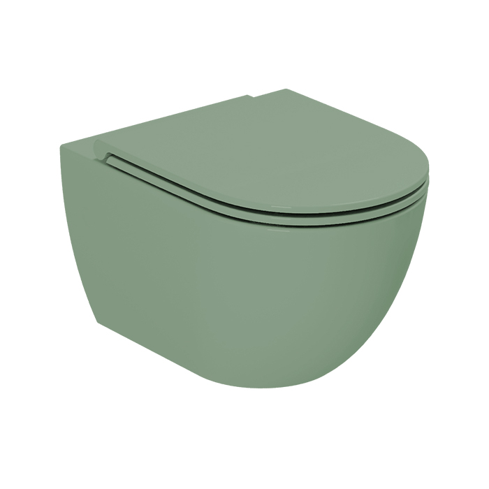 Azzurra Comoda Унитаз подвесной безободковый, c креплением, Easy Clean, 3L Water Saving, цвет: Verde natura