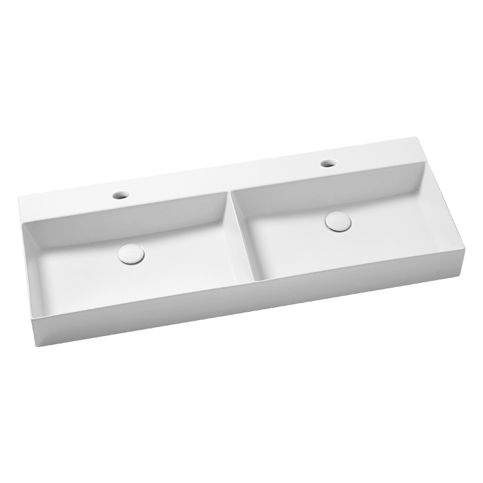 Azzurra Elegance Squared Раковина подвесная/накладная, 2 отв, двойная, цвет: Bianco lucido
