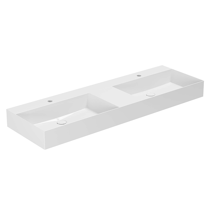 Azzurra Elegance Squared Раковина подвесная/накладная, 2 отв, двойная, цвет: Bianco lucido