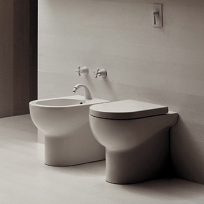 Azzurra Nuvola Mini Унитаз напольный, 3L Water Saving, с креплением VFV, с сиденьем, цвет: Bianco lucido