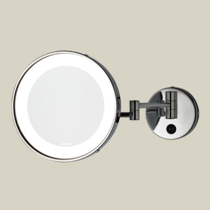 Bertocci Specchi Зеркало косметические, настенное круглое зеркало с LED-подсветкой,выключ,3кратное увелич, цвет: никель матовый