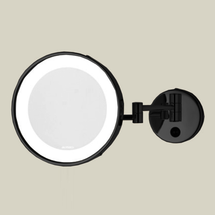 Bertocci Specchi Зеркало косметические, настенное круглое зеркало с LED-подсветкой,выключ,3-хкратное увелич, цвет: черный матовый