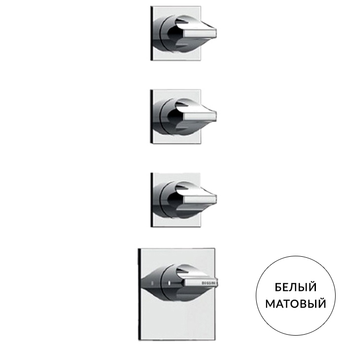 Bossini Apice Смеситель для душа, встраиваемый, термостатический, 2 запорных вентиля, внешняя часть, цвет: белый матовый