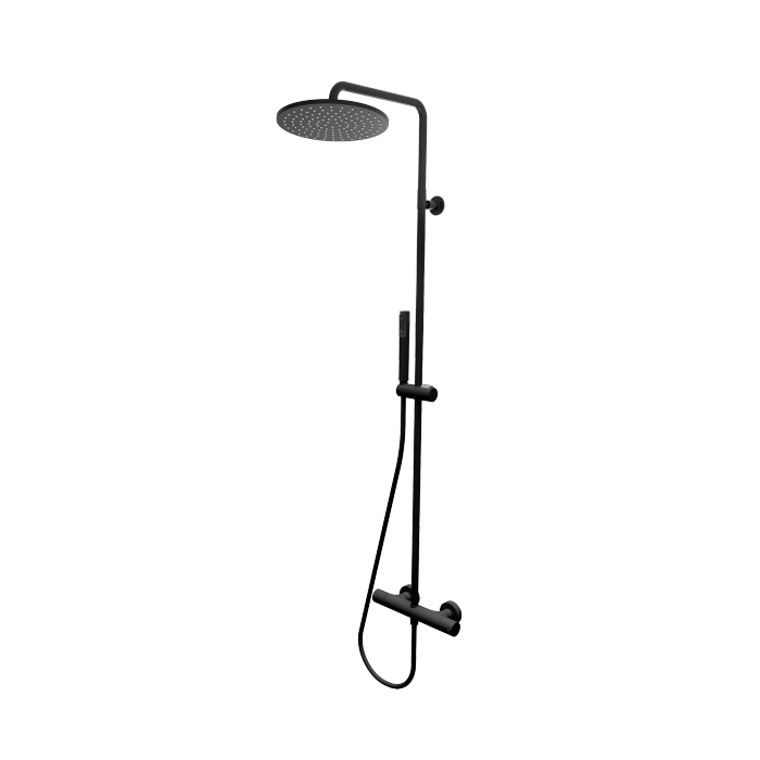Bossini Cosmo Душевая система: верхний душ, ручной душ, смеситель термостатический, цвет: черньй матовый